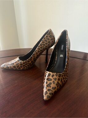 Muse Leopard-Print Patent Pointed Toe Stilettos in Brown and Black